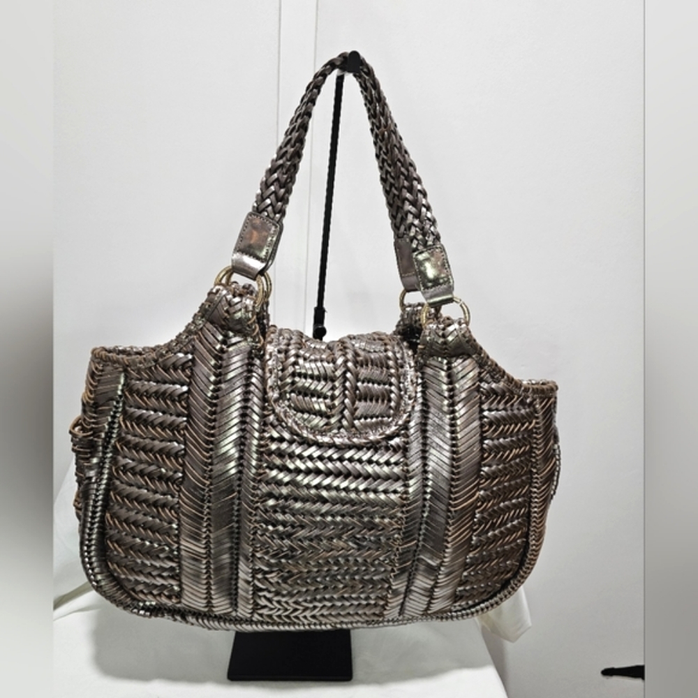 Anya Hindmarch Metallic Woven-Leather Bag - Picture 3 of 16